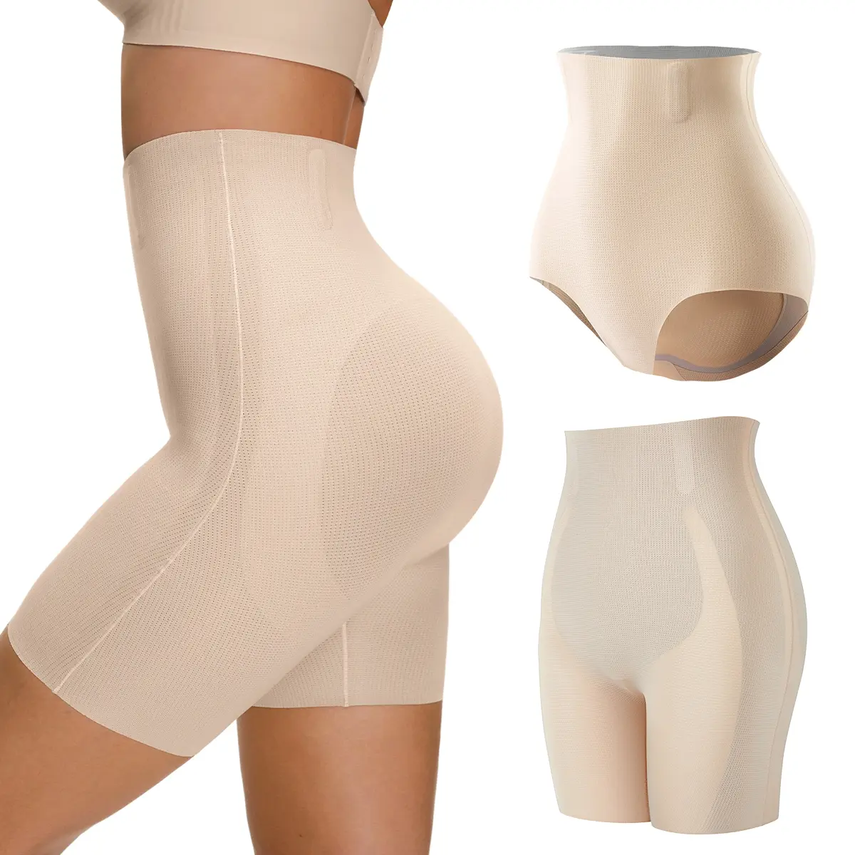 LUCKMEEY Tummy Control Shapewear Shorts for Women Seamless High Waist Body Shaper Thigh Slimming Underwear with Built-In Gusset Machine Washable Basic Minimalist Skin Body Shaper