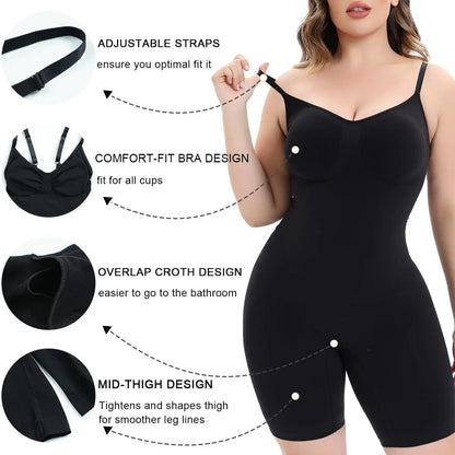 SHAPERX Tummy Control Seamless Shapewear Full Body Women'S Bodysuit Ultra Stretch Fabric Customizable Fit Breathable Mesh Design Comfortable Fit