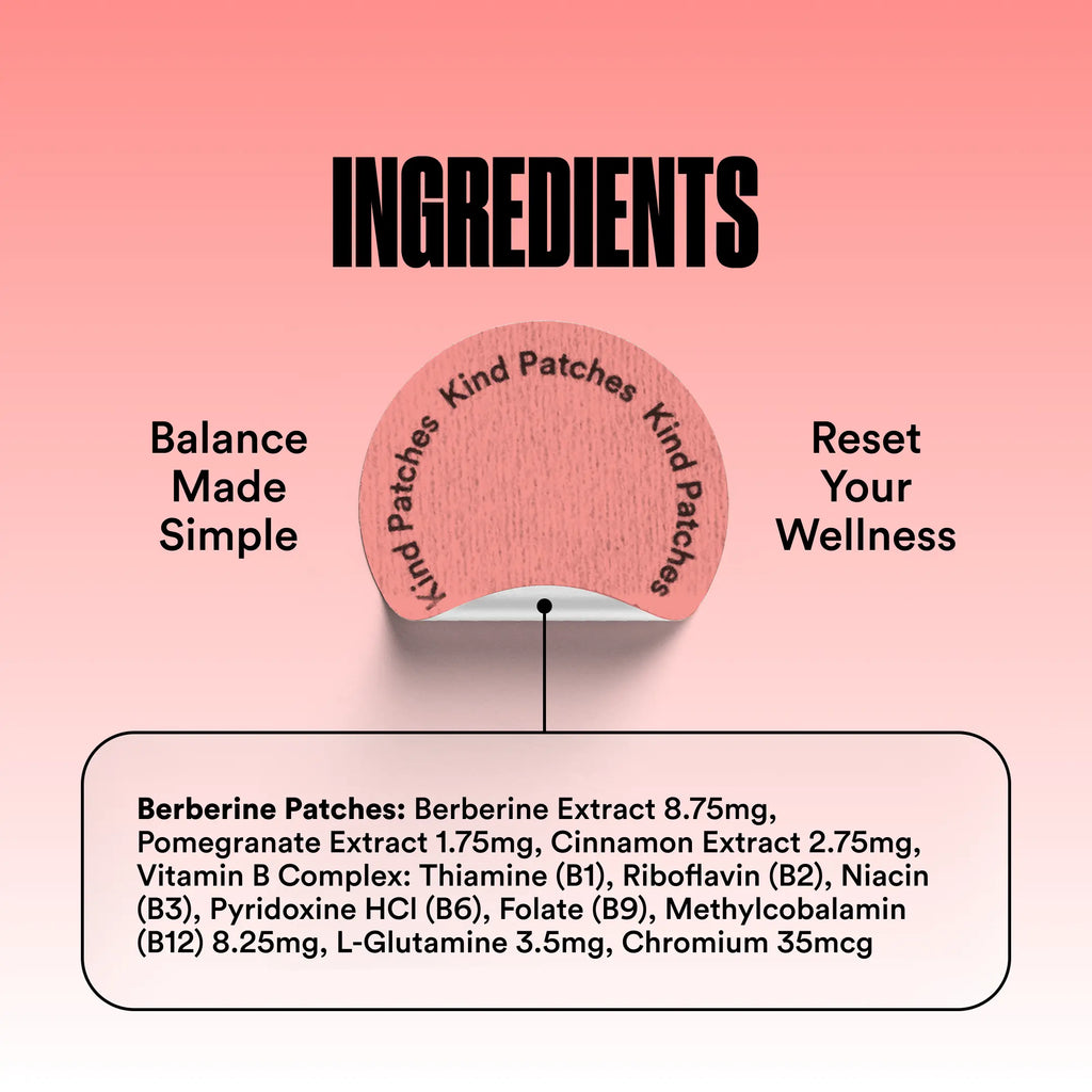 Kind Patches: 30 Berberine Patches, Steady Release, Vegan, 1 Month Pack